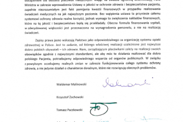 list otwarty członków Ogólnopolskiego Związku Pracodawców Szpitali Powiatowych strona druga